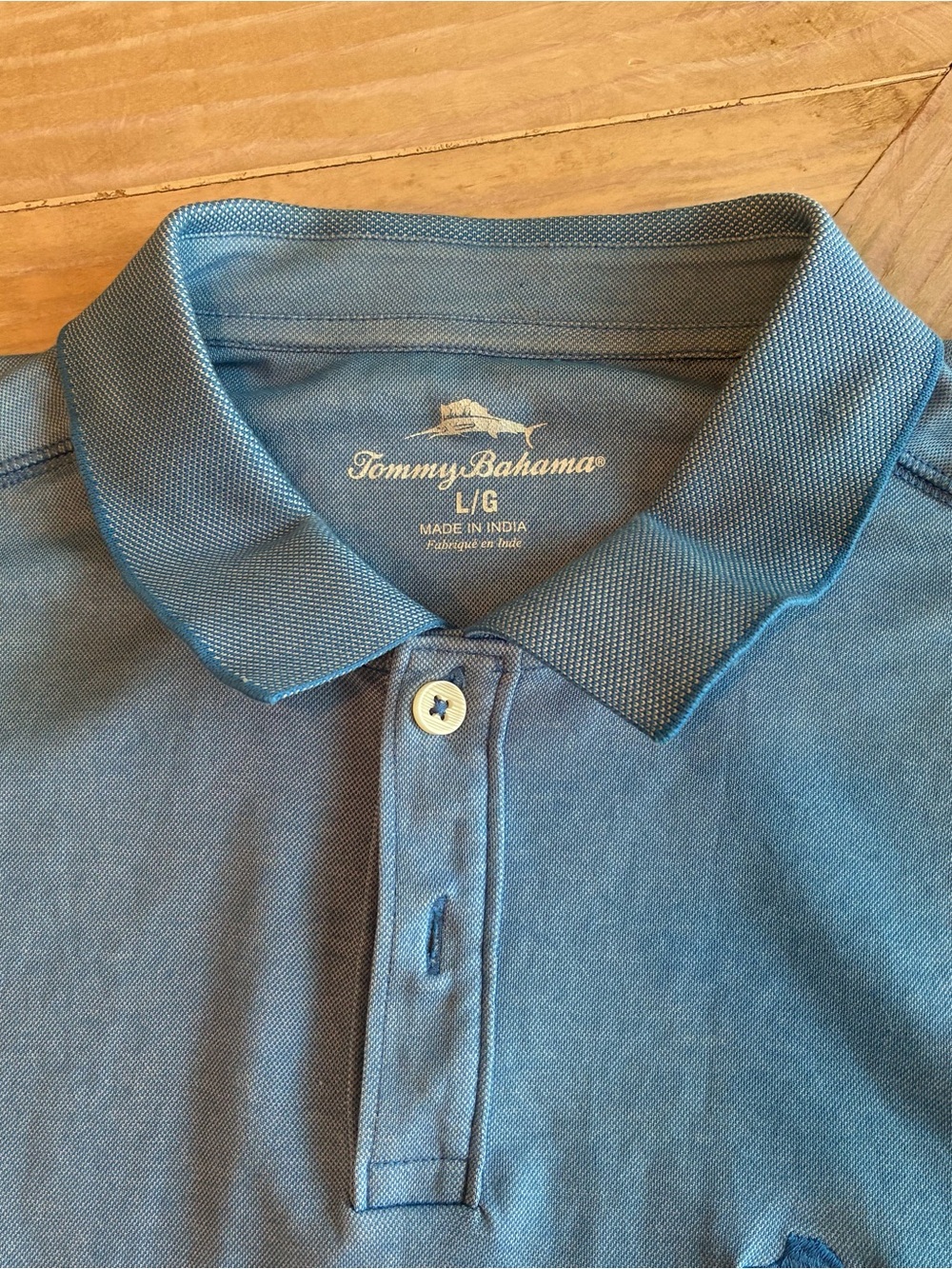Tommy Bahama Men's Coastal Blue Polo with Texture Collar